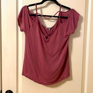 Mauve blouse.